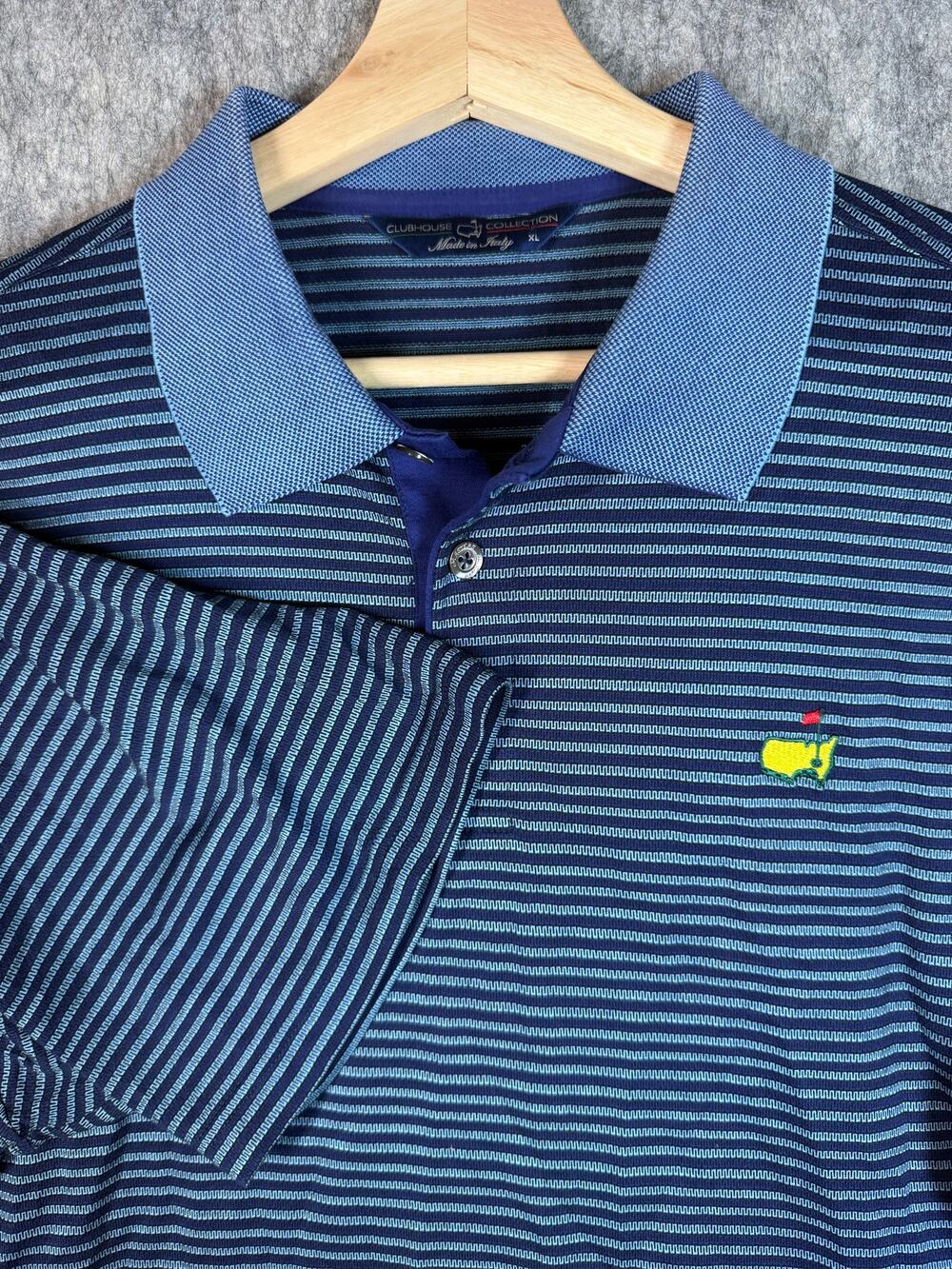 Masters Clubhouse Collection Striped Golf Polo Mens XL Made In Italy